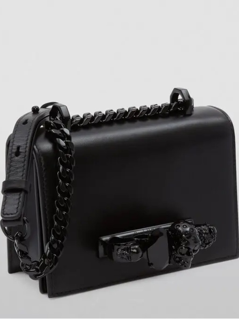 ALEXANDER MCQUEEN Mini Jewelled Satchel Leather Bag black $2390